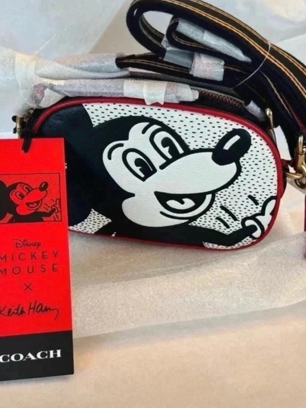 New Coach x Disney Leather Mickey Mouse Camera Size Small Crossbody Bag